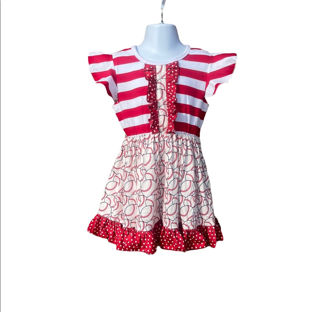 Polka dot and stripe baseball dress